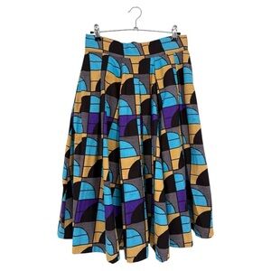 Francis + Benedict Moubarak Art Deco Art to Wear Midi Pleated A-Line Skirt S